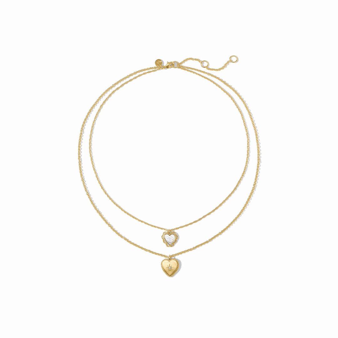 Julie Vos Heart Duo Delicate Necklace - Mother of Pearl - Julie Vos