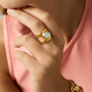 Julie Vos Laguna Stone Ring - Iridescent Aquamarine Blue - Julie Vos