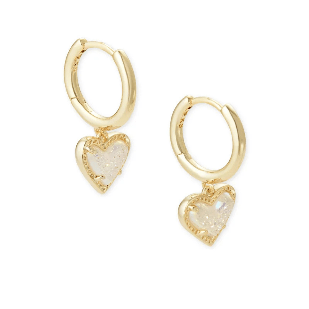 Kendra Scott Ari Heart Drusy Huggies - Gold - Kendra Scott