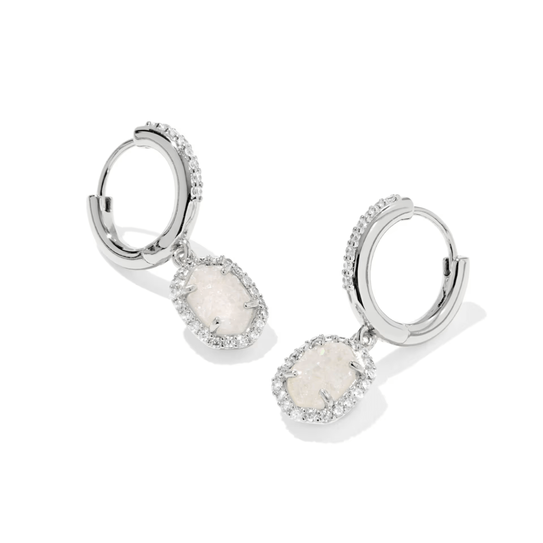 Kendra Scott Daphne Crystal Frame Huggies - Silver - Kendra Scott