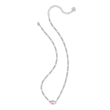 Kendra Scott Elisa Figaro Silver Chain Short Pendant Necklace - Pink Iridescent Mother of Pearl - Kendra Scott