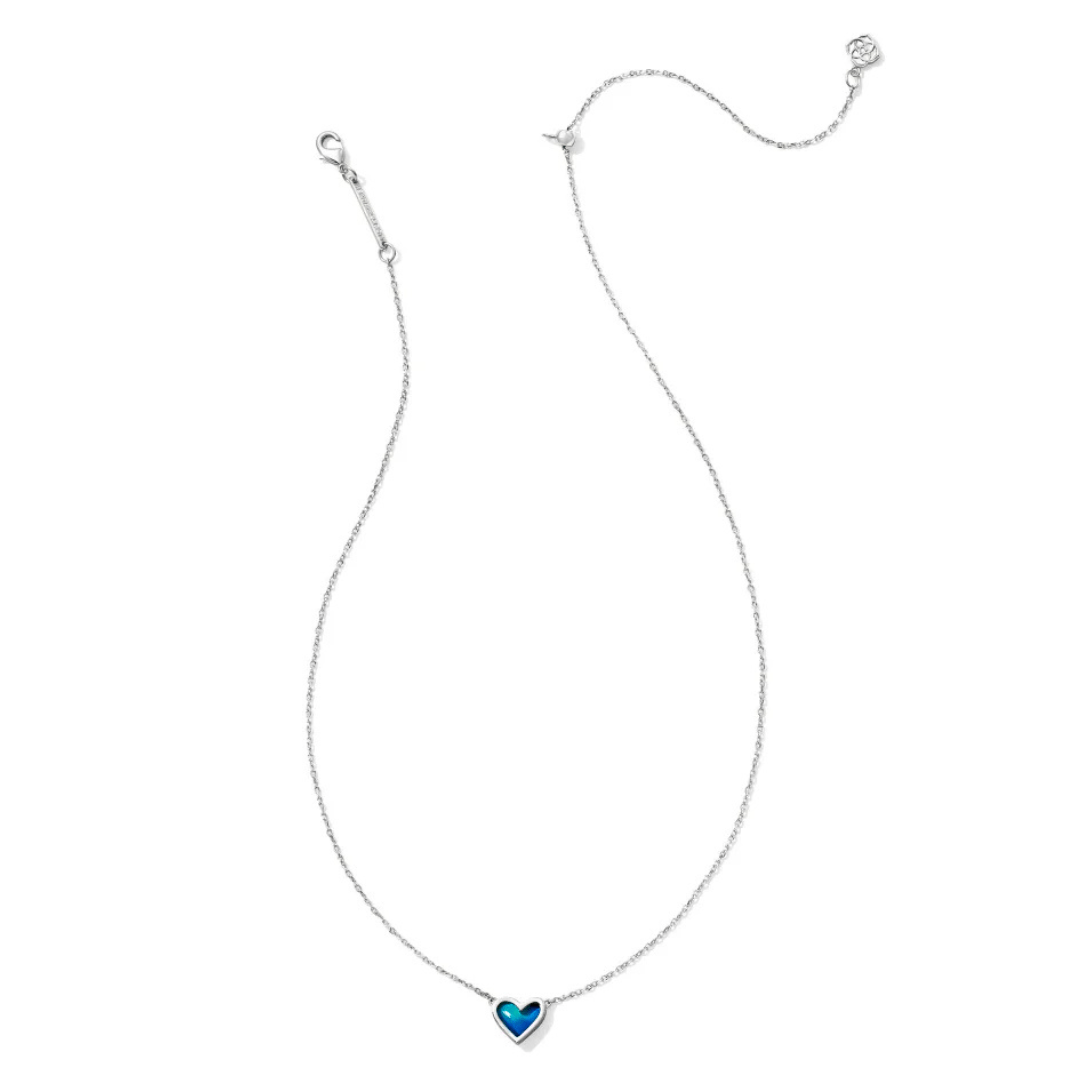 Kendra Scott Framed Ari Heart Necklace - Rhodium Mood Stone - Kendra Scott