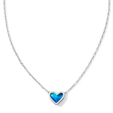 Kendra Scott Framed Ari Heart Necklace - Rhodium Mood Stone - Kendra Scott