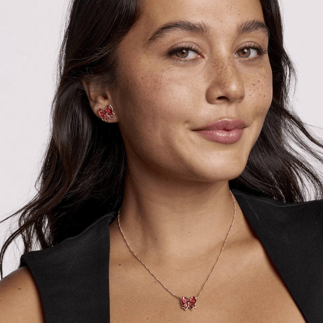 Kendra Scott Haley Bow Stud Earrings - Gold - Red Mother - of - Pearl - Kendra Scott