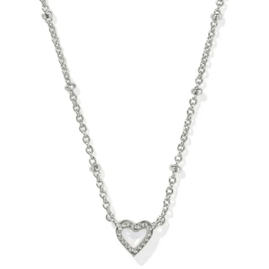 Kendra Scott Mini Ari Heart Pendant Necklace - Silver Ivory Mother of Pearl - Kendra Scott