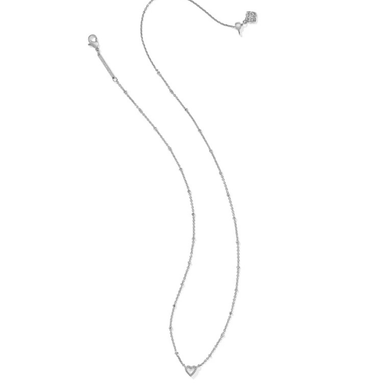 Kendra Scott Mini Ari Heart Pendant Necklace - Silver Ivory Mother of Pearl - Kendra Scott