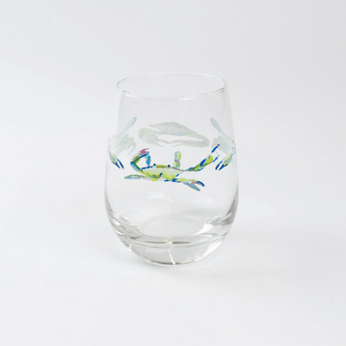 Kim Hovell Stemless Wine Glass - Bay Blues - Kim Hovell