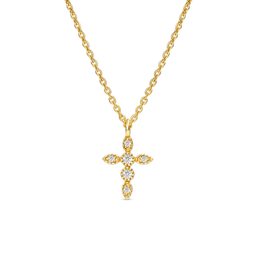Kimberly James Brilliant CZ Cross Necklace - Gold - Kimberly James Jewelry