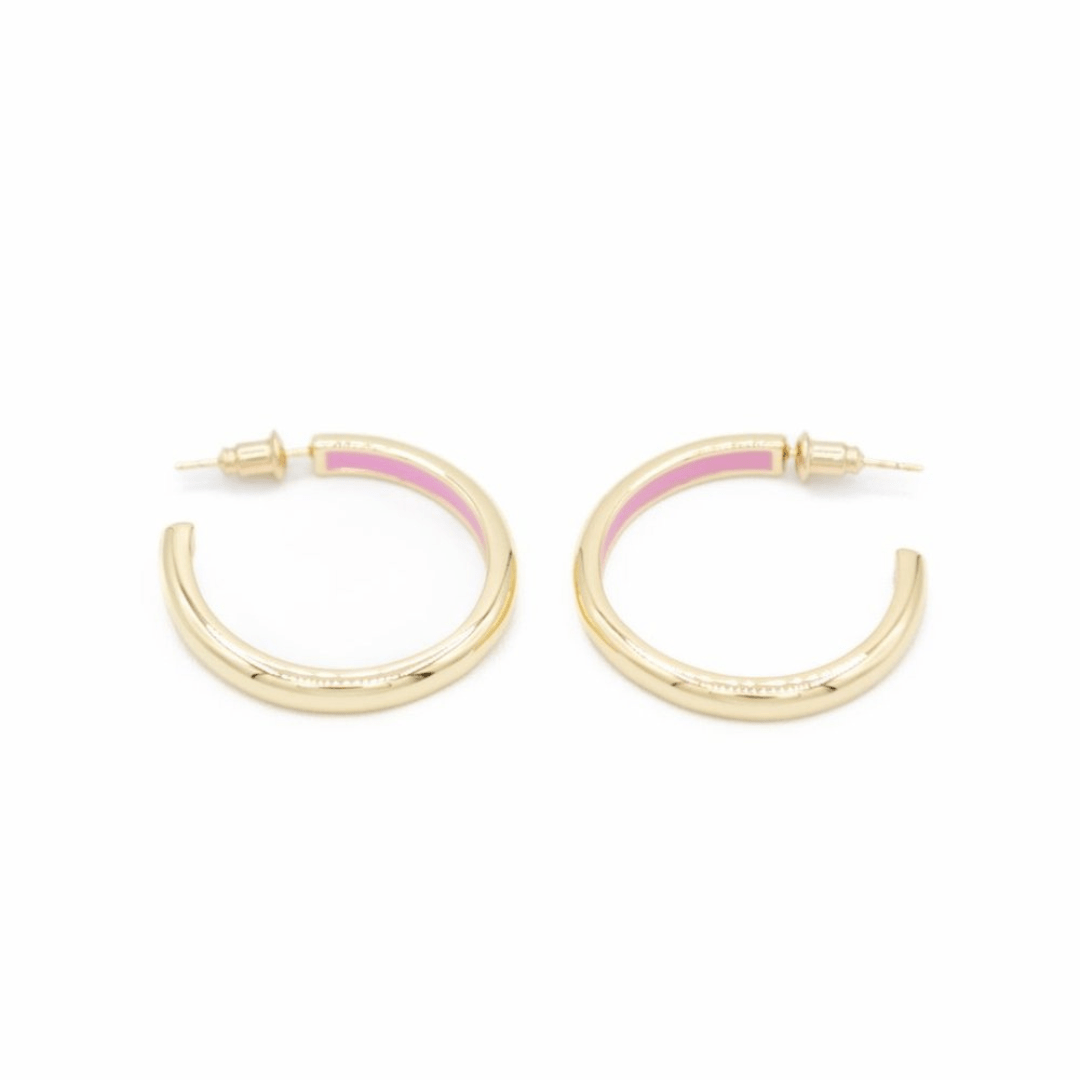 Kimberly James Jewelry Promise Gold Hoops - Pink - Kimberly James Jewelry