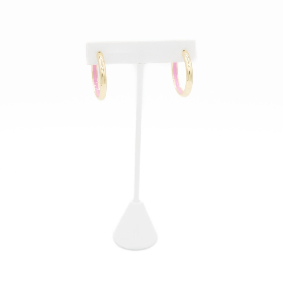 Kimberly James Jewelry Promise Gold Hoops - Pink - Kimberly James Jewelry