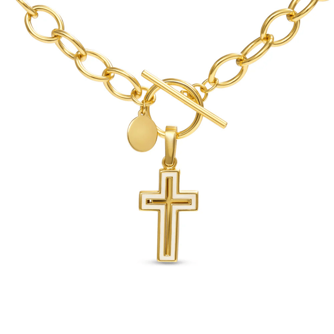 Kimberly James Trinity Cross Toggle Necklace - Gold - Kimberly James Jewelry