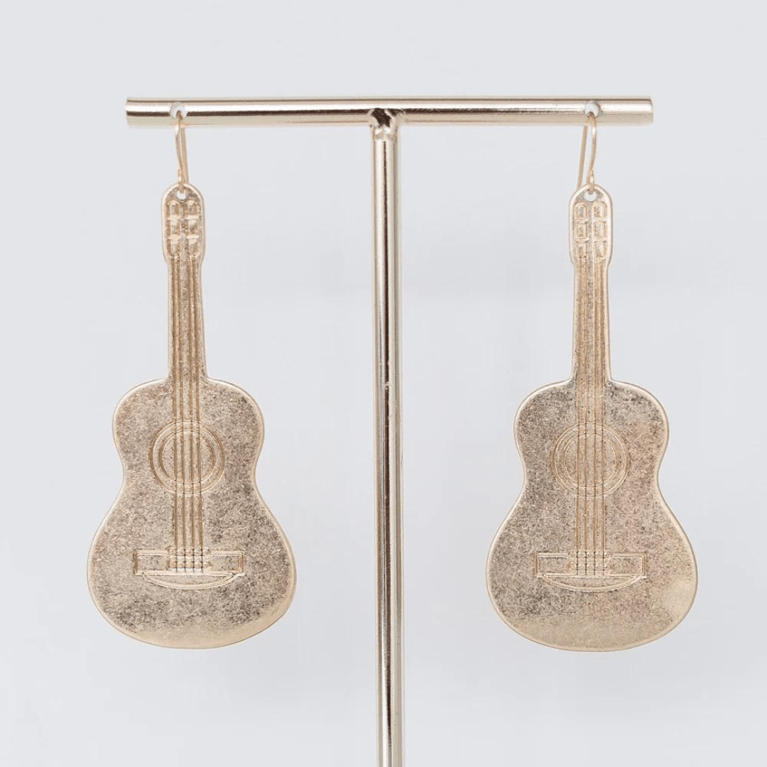 Leslie Curtis Cash Guitar Dangle Earrings - Gold - Leslie Curtis Jewelry Designs