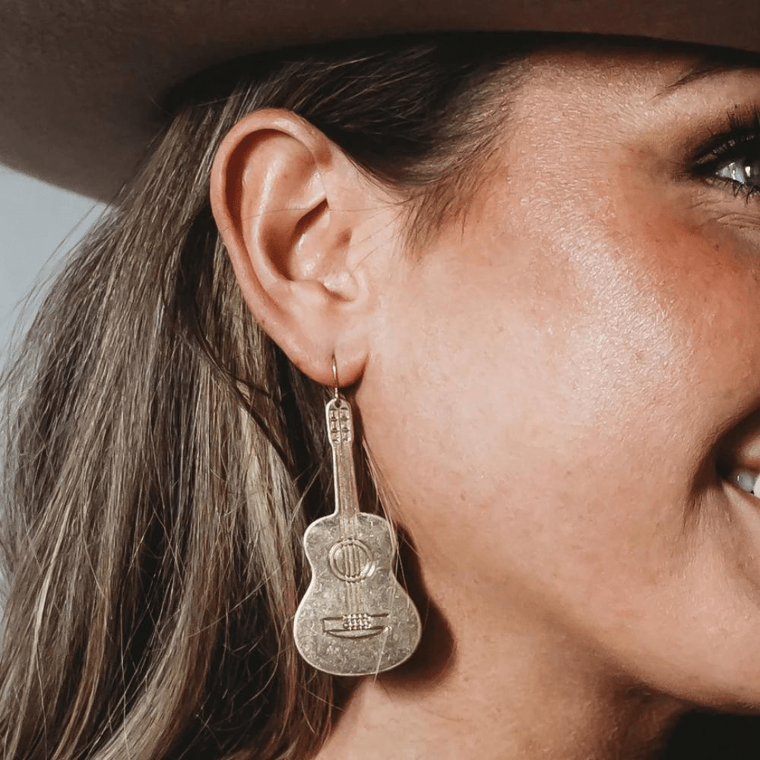 Leslie Curtis Cash Guitar Dangle Earrings - Gold - Leslie Curtis Jewelry Designs