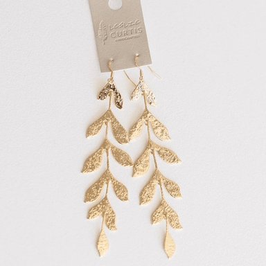 Leslie Curtis Flora Long Leaf Earrings - Gold - Leslie Curtis Jewelry Designs