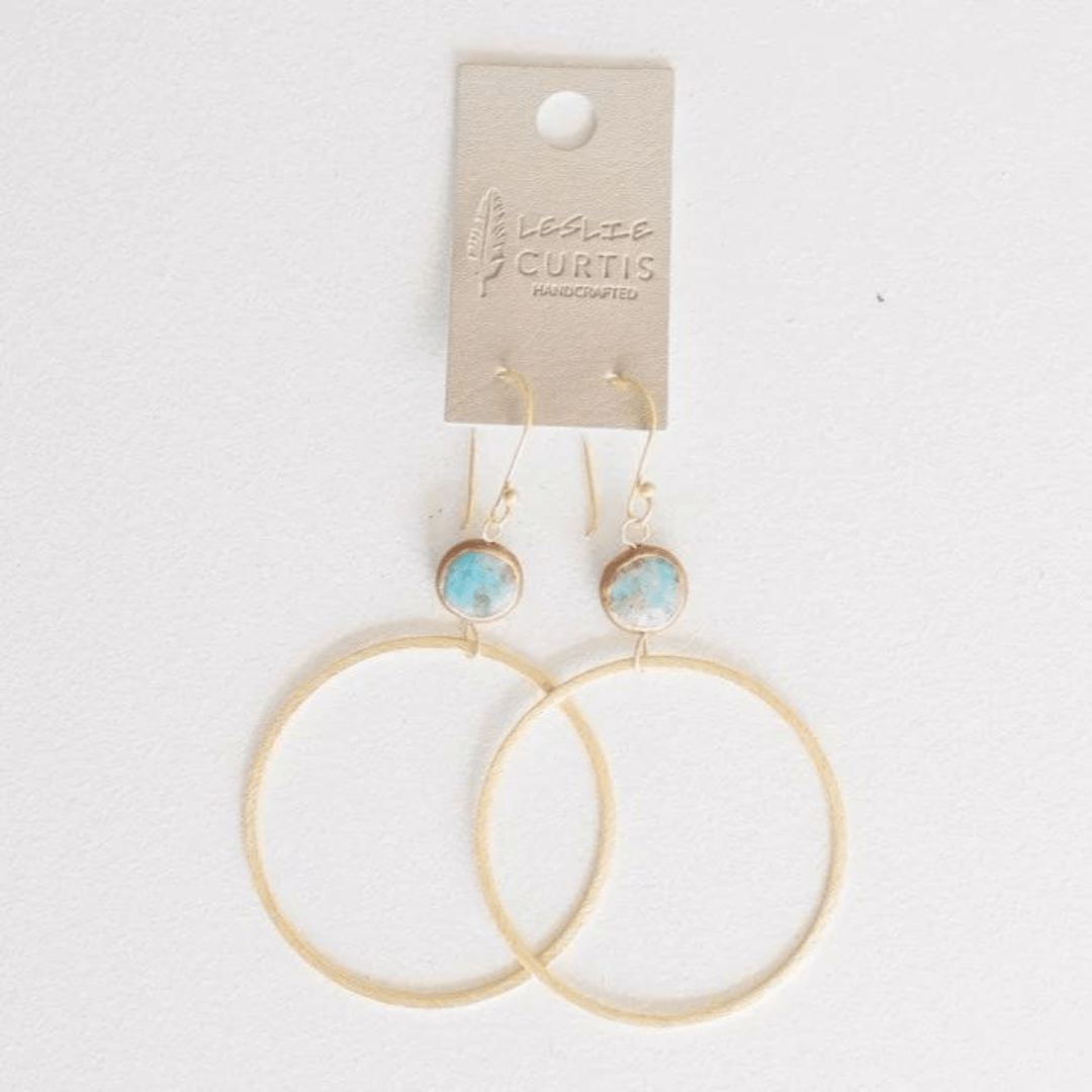 Leslie Curtis Harper Turquoise Hoop Dangle Earrings - Gold - Leslie Curtis Jewelry Designs