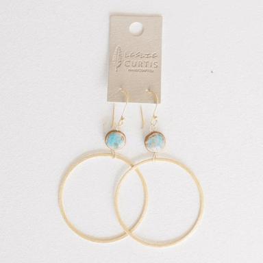 Leslie Curtis Harper Turquoise Hoop Dangle Earrings - Gold - Leslie Curtis Jewelry Designs