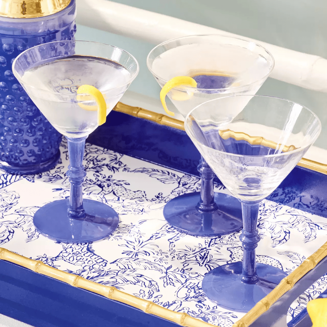 Lilly Pulitzer Martini Glass Set - Blue Stream - Lifeguard Press