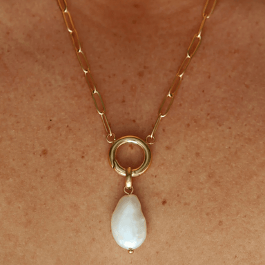 Liv Bella Vita Tini' Time Paperclip Charm Necklace - Pearl - Liv Bella Vita