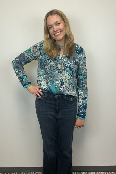 Liverpool LS Keyhole Woven Top - Liverpool