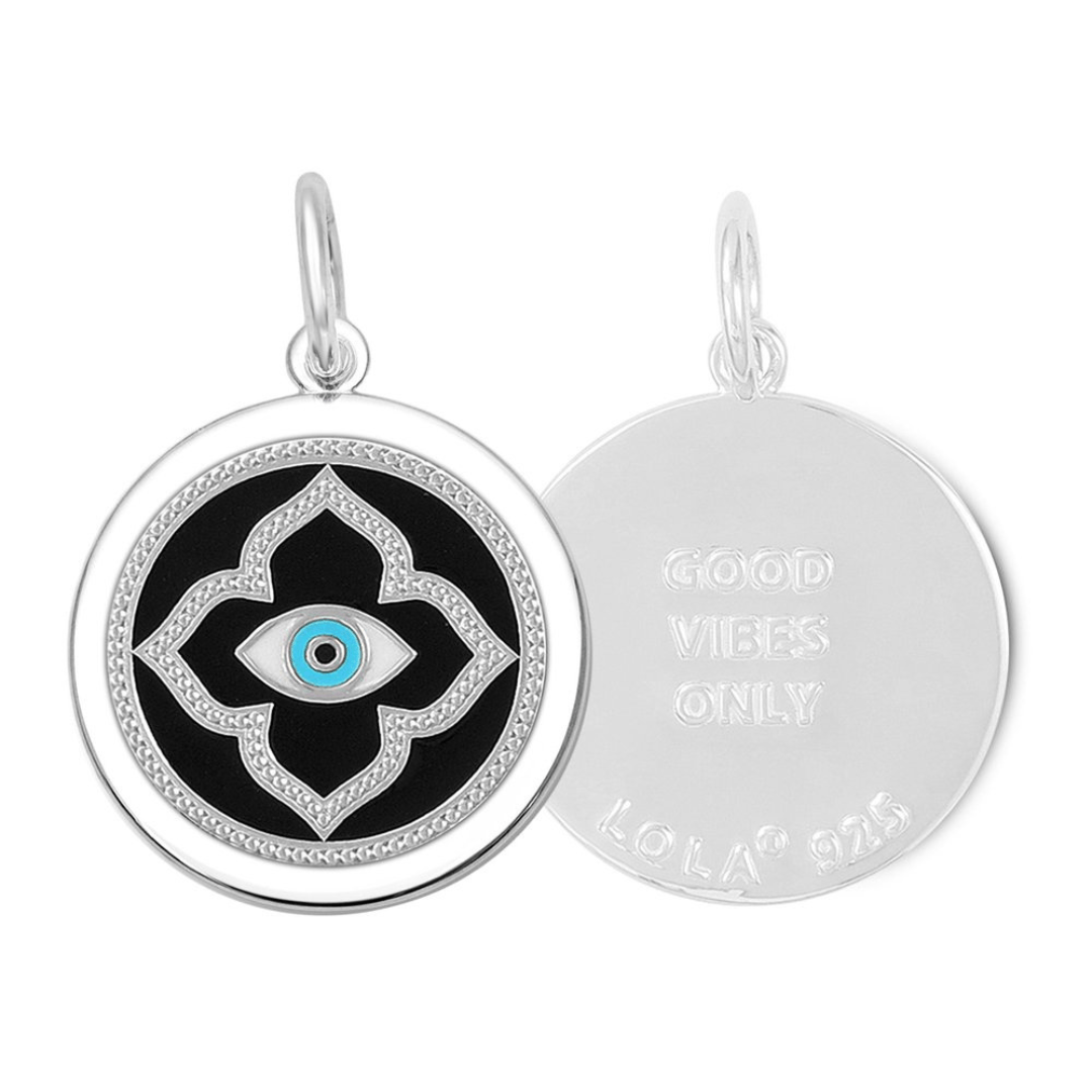 Lola Evil Eye Pendant - Black/Silver - Small - Lola