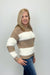 Molly Bracken Knit Block Stripe Sweater - Off White/Beige - Molly Bracken