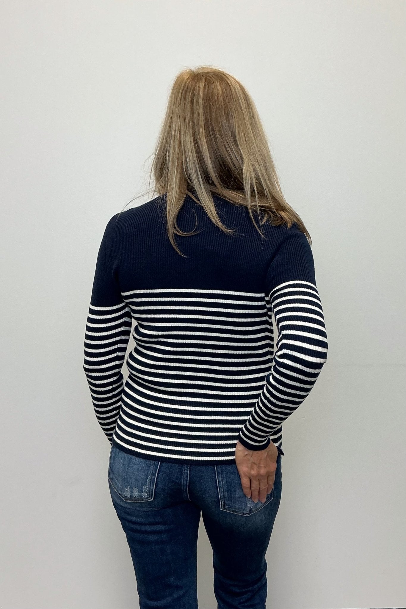 Molly Bracken Stripe Heart Sweater - Navy/Off White - Molly Bracken