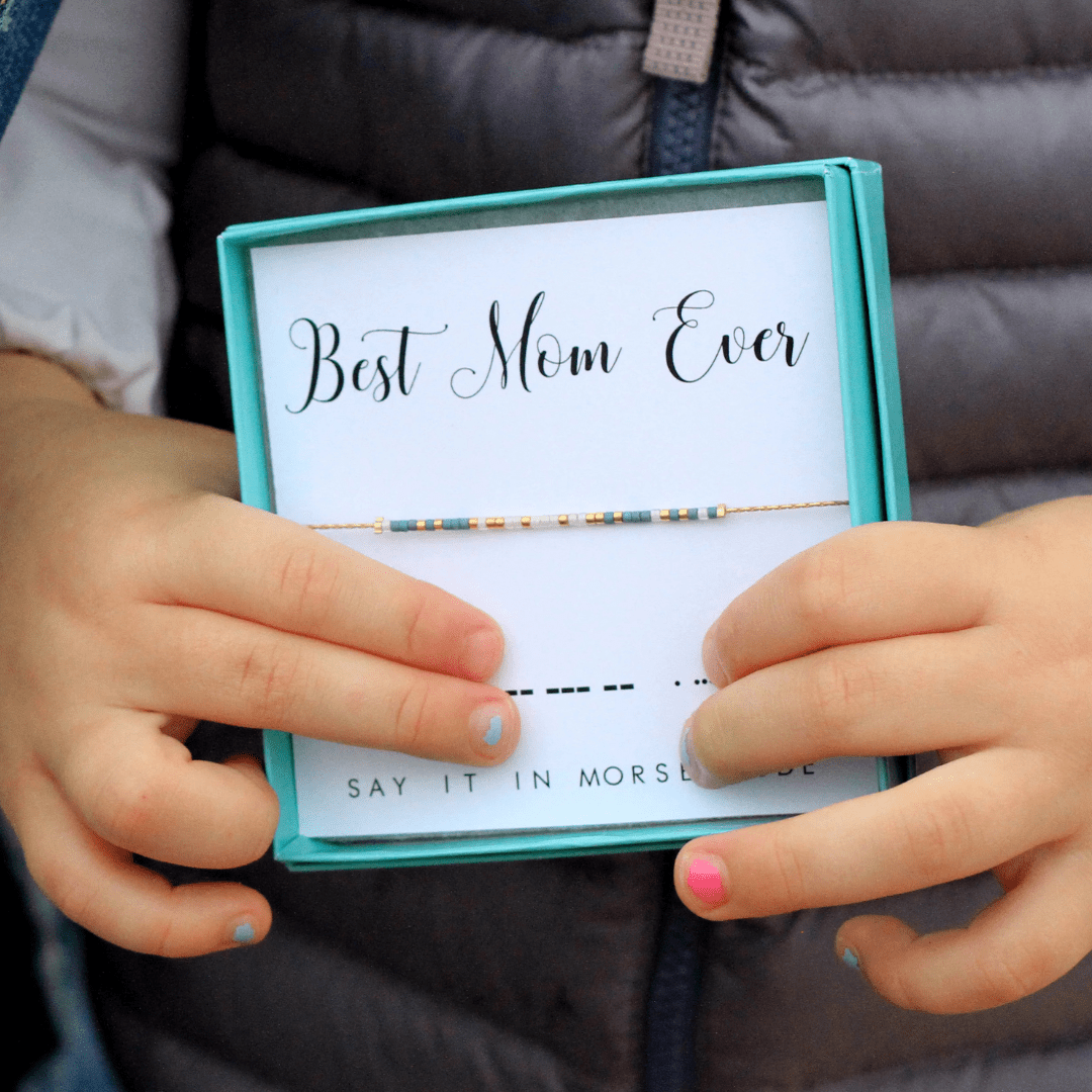 Morse Code Beaded - Best Mom Ever - Dot & Dash Designs