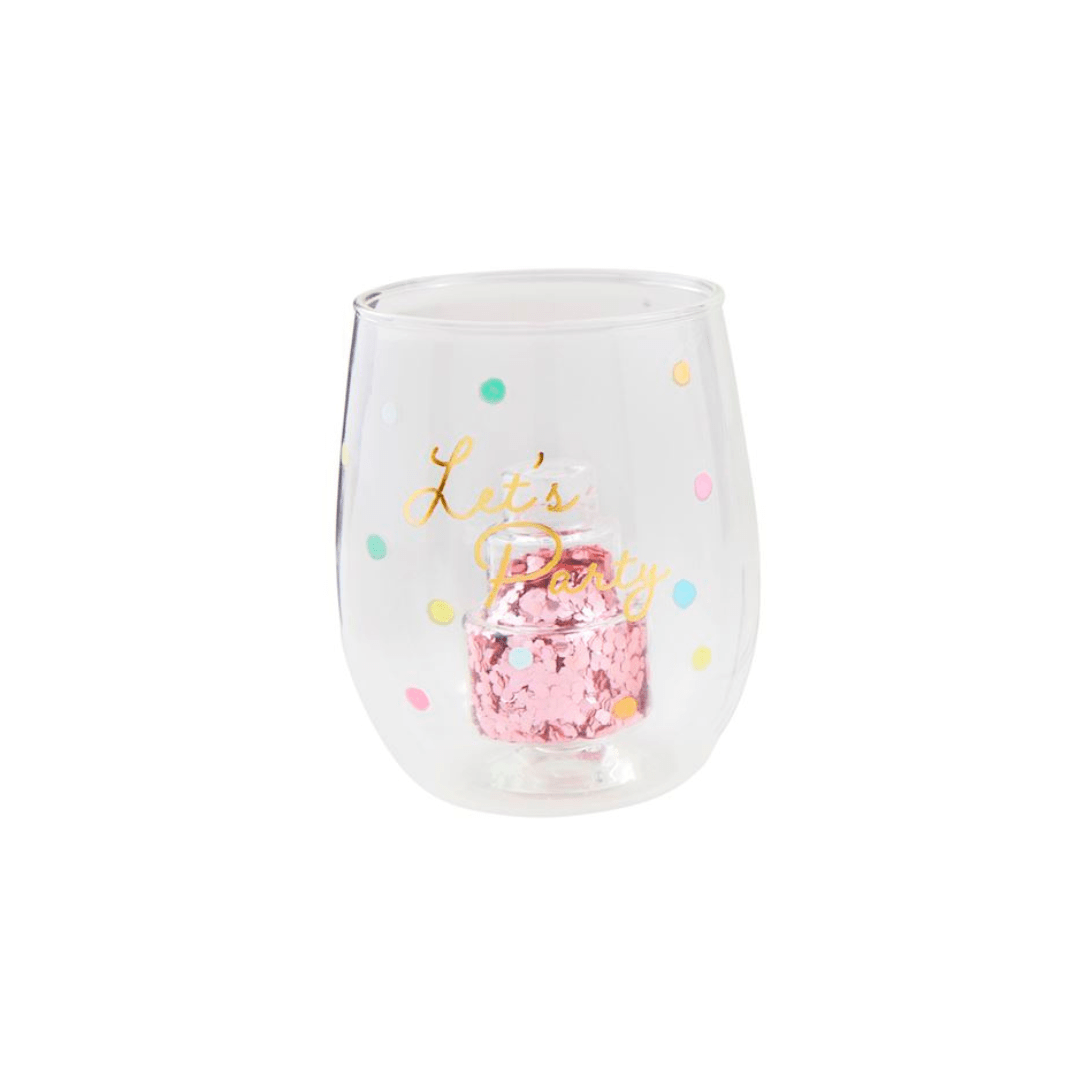 Mud Pie Birthday Glitter Wine Glass - Mud Pie