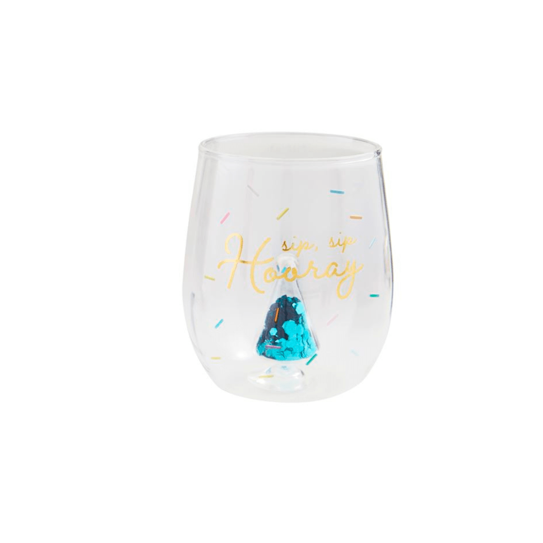 Mud Pie Birthday Glitter Wine Glass - Mud Pie