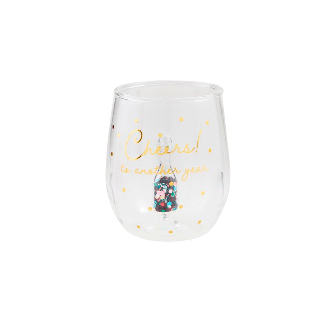 Mud Pie Birthday Glitter Wine Glass - Mud Pie