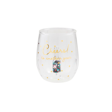Mud Pie Birthday Glitter Wine Glass - Mud Pie