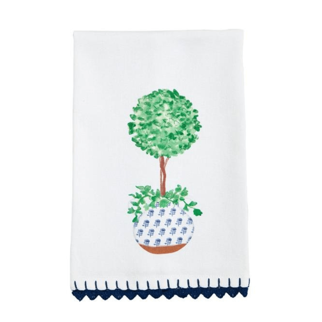 Mud Pie Blue Potted Plant Towel - Mud Pie