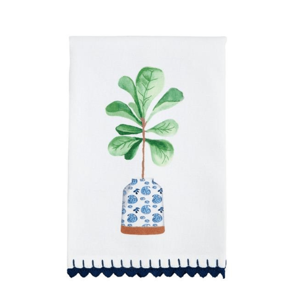 Mud Pie Blue Potted Plant Towel - Mud Pie