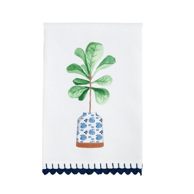Mud Pie Blue Potted Plant Towel - Mud Pie