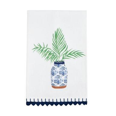 Mud Pie Blue Potted Plant Towel - Mud Pie