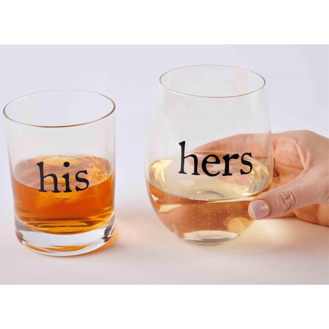 Mud Pie His & Hers Glass Set - Mud Pie