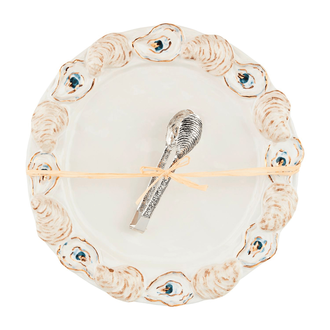 Mud Pie Oyster Round Platter Set - Mud Pie