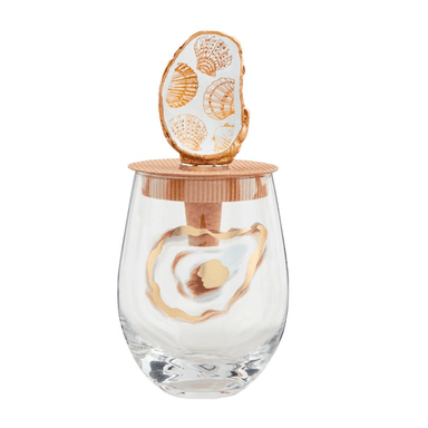 Mud Pie Oyster Wine Glass & Stopper Set - Mud Pie