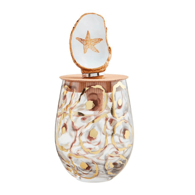 Mud Pie Oyster Wine Glass & Stopper Set - Mud Pie