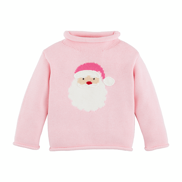 Mud Pie Pink Santa Rollneck Sweater - Mud Pie
