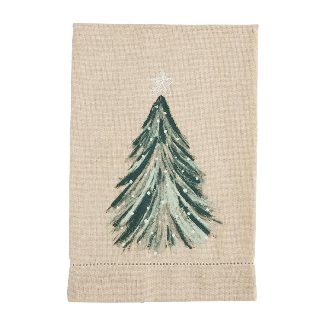 Mud Pie White Christmas Painted Towels - Mud Pie