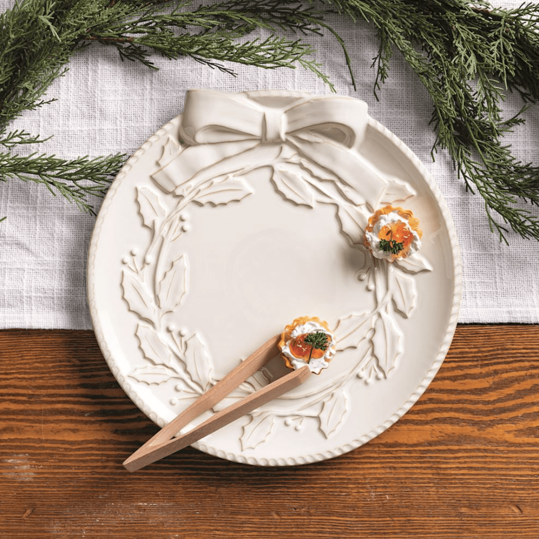 Mud Pie White Wreath Platter Set - Mud Pie