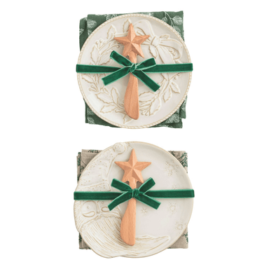 Mud Pie White Xmas Appetizer Plate Set - Mud Pie
