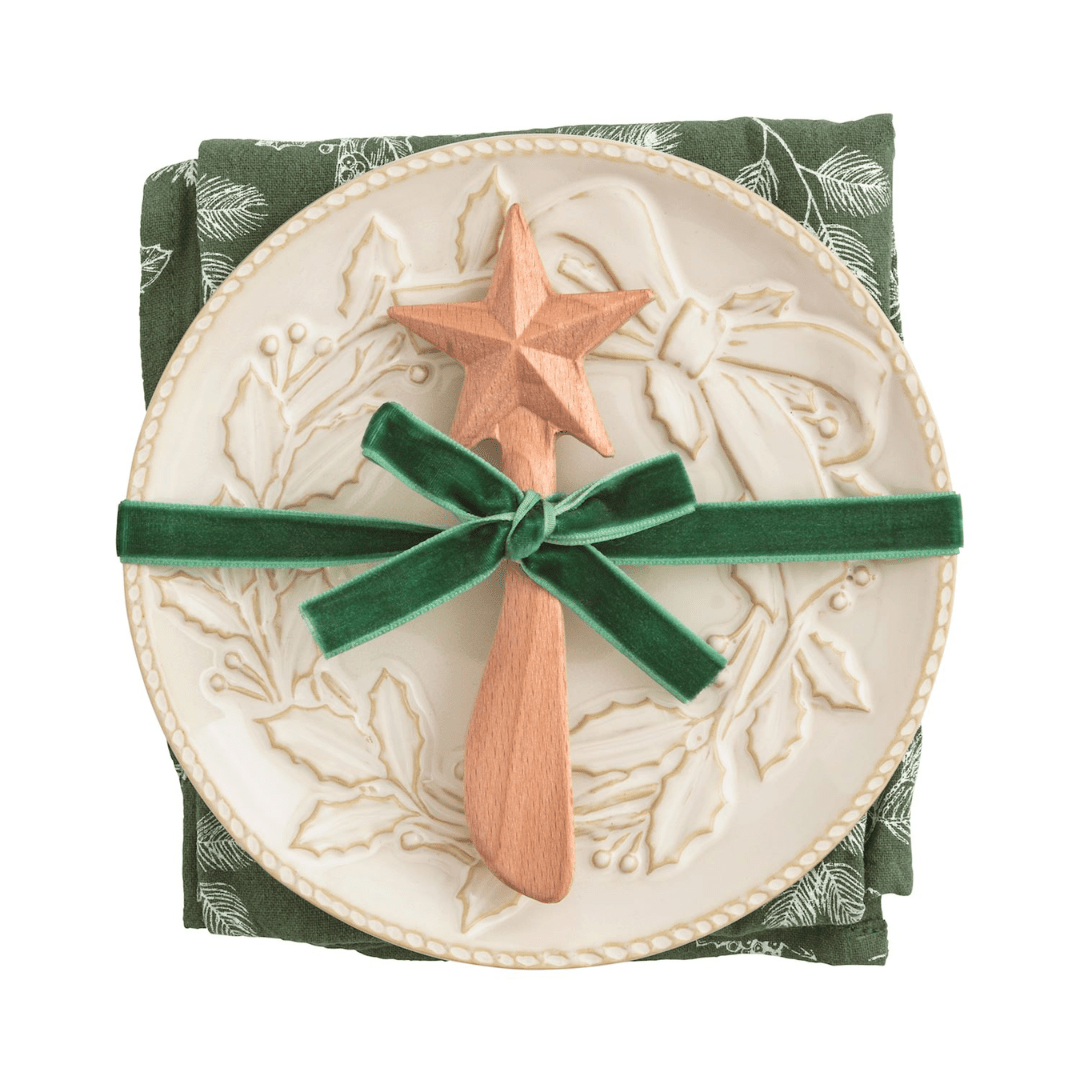 Mud Pie White Xmas Appetizer Plate Set - Mud Pie