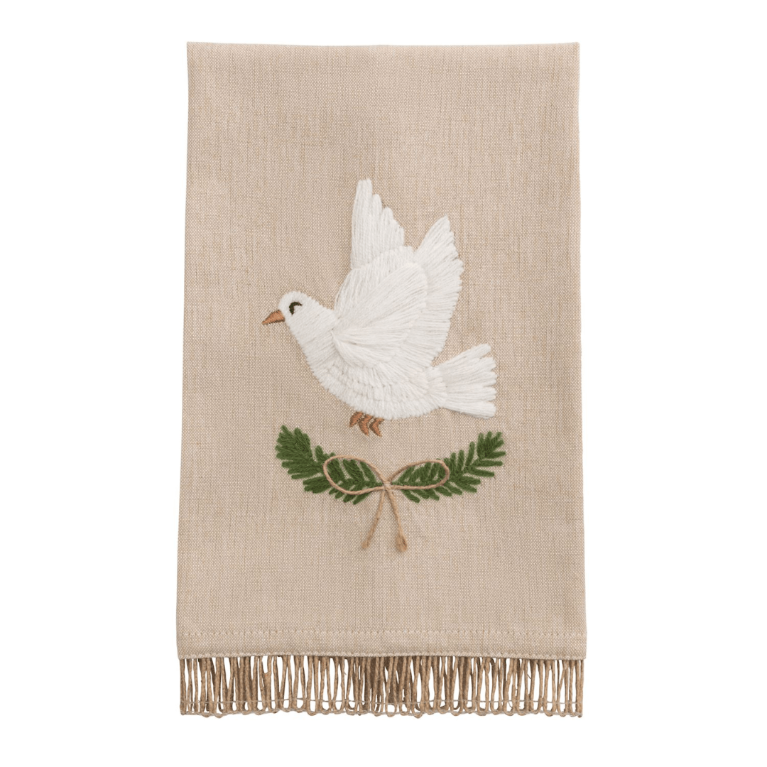 Mud Pie White Xmas Embroidered Towel - Mud Pie
