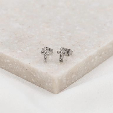 My Saint My Hero Faith Petite Crystal Cross Earrings - My Saint My Hero