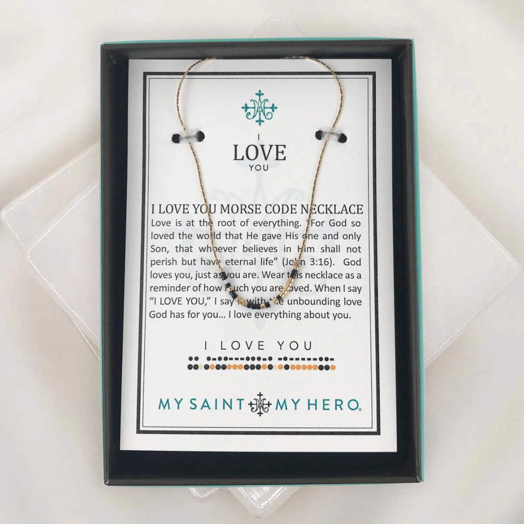 My Saint My Hero Morse Code Necklace - I Love You - My Saint My Hero