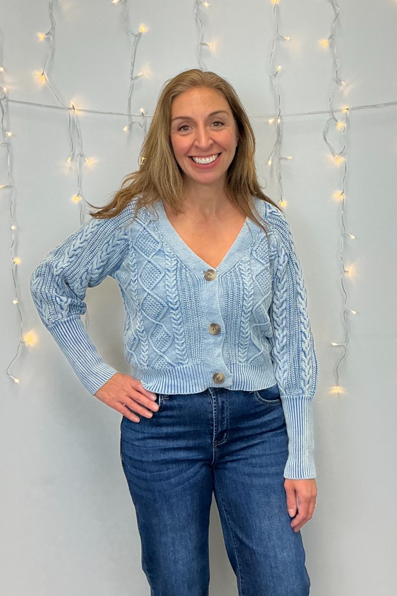 Mystree Mixed Weaving Sweater Cardigan - Mystree