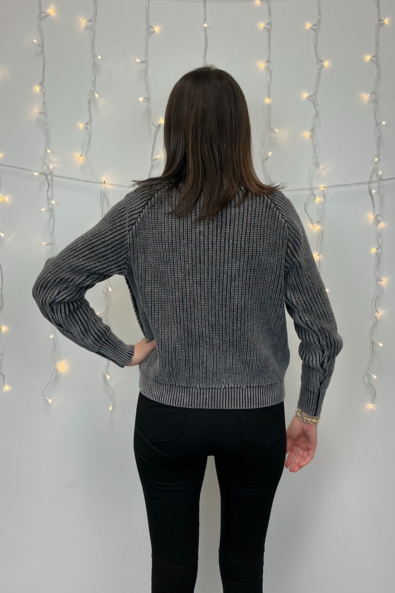 Mystree Washed Cable Sweater - Mystree