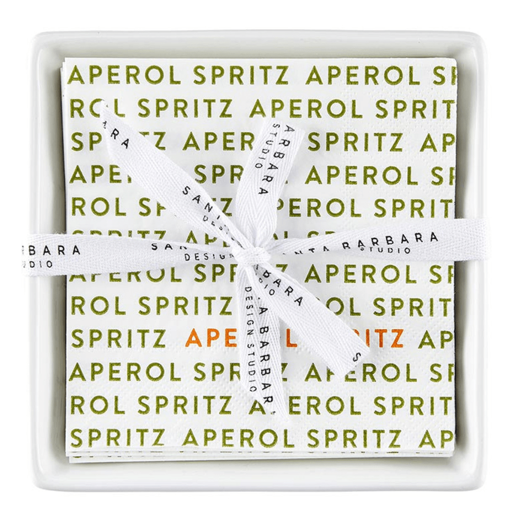Napkin Tray & Napkins - Aperol Spritz - Santa Barbara Design Studio